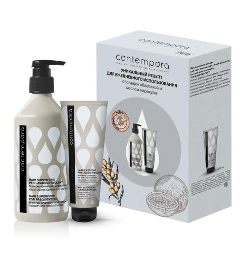 Barex Contempora Set / Набор для ежедневного использования с маслом Облепихи и маслом Маракуйи (Шампунь универсальный + Маска универсальная), 500 мл + 350 мл Barex Contempora Set / Набор для ежедневного использования с маслом Облепихи и маслом Маракуйи (Шампунь универсальный + Маска универсальная), 500 мл + 350 мл