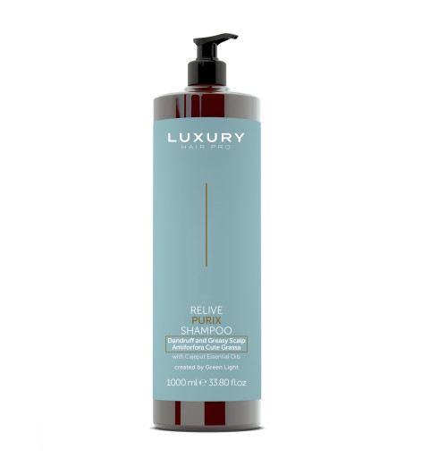 Luxury Hair Pro Relive Purix Dandruff And Greasy Scalp Shampoo / Шампунь против перхоти для жирной кожи головы, 1000 мл